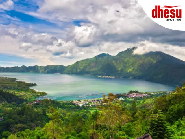 Mount Batur volcano crater lake Kintamani Bali panorama
